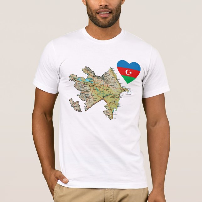 Corazón de la bandera de Azerbaiyán y camiseta de  (Anverso)