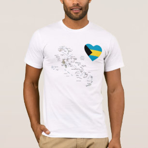 Corazón de la bandera de Bahamas + Camiseta del
