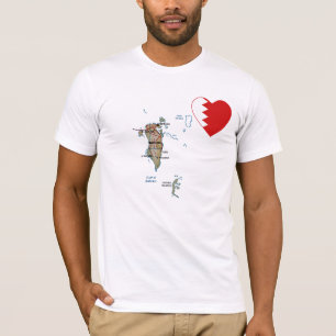 Corazón de la bandera de Bahréin y camiseta de map
