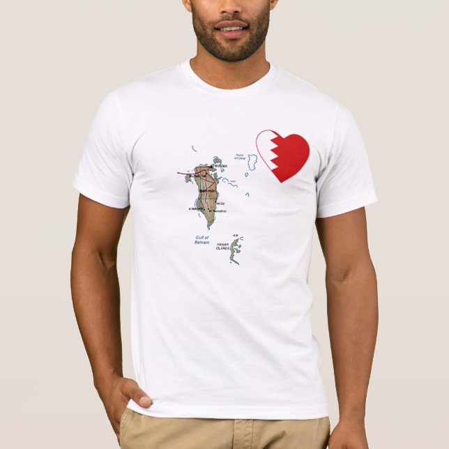Corazón de la bandera de Bahréin y camiseta de map (Anverso)