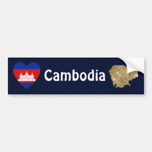 Corazón de la bandera de Camboya + Pegatina para