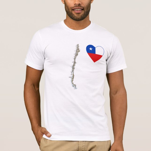 Corazón de la bandera de Chile y camiseta del mapa (Anverso)