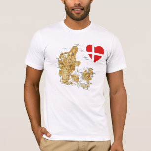 Corazón de la bandera de Dinamarca y camiseta del