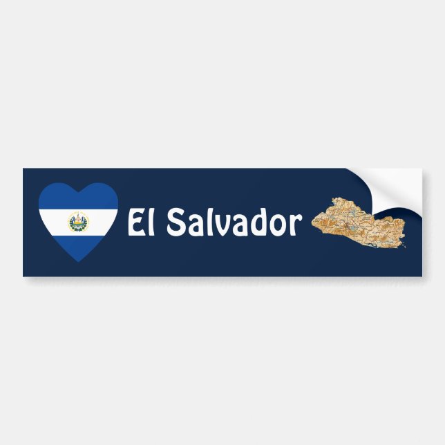 Corazón de la bandera de El Salvador + Pegatina (Frente)