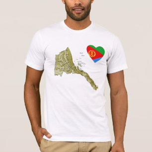 Corazón de la bandera de Eritrea y camiseta del