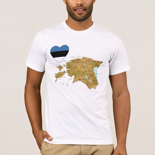 Corazón de la bandera de Estonia y camiseta del (Anverso)