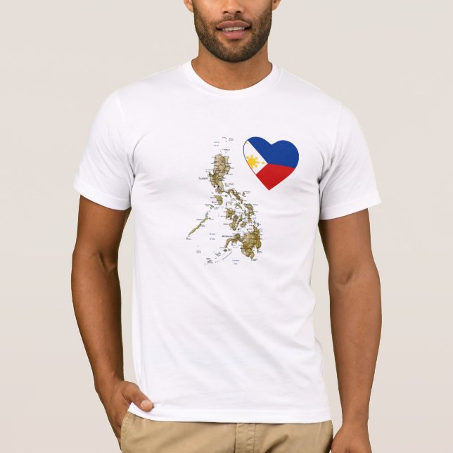 Corazón de la bandera de Filipinas y camiseta del (Anverso)