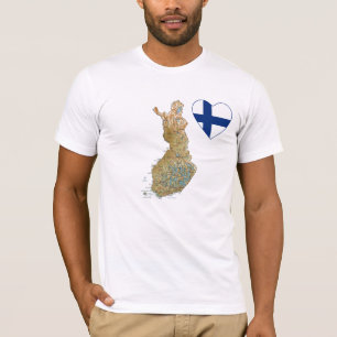 Corazón de la bandera de Finlandia y camiseta del