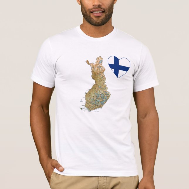 Corazón de la bandera de Finlandia y camiseta del (Anverso)