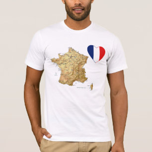Corazón de la bandera de Francia y camiseta del