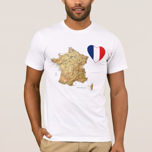 Corazón de la bandera de Francia y camiseta del (Anverso)