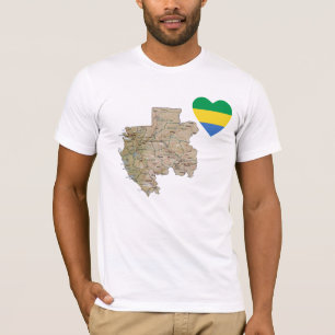 Corazón de la bandera de Gabón y camiseta del ma