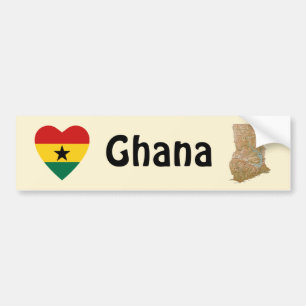 Corazón de la bandera de Ghana + Pegatina para el