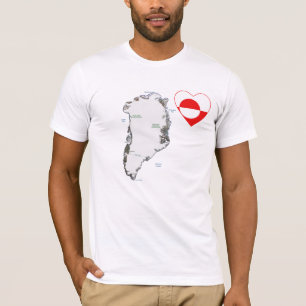 Corazón de la bandera de Groenlandia y camiseta