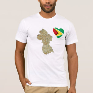 Corazón de la bandera de Guyana y camiseta del
