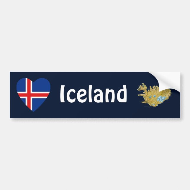 Corazón de la bandera de Islandia + Pegatina para (Frente)
