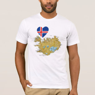 Corazón de la bandera de Islandia y camiseta del