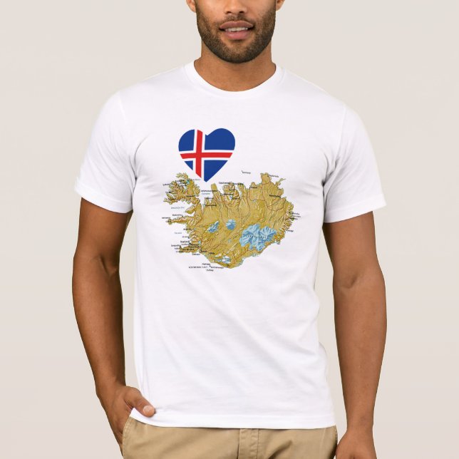 Corazón de la bandera de Islandia y camiseta del (Anverso)