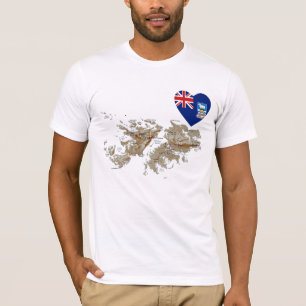 Corazón de la bandera de Islas Malvinas y camiseta
