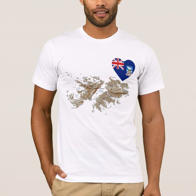Corazón de la bandera de Islas Malvinas y camiseta (Anverso)