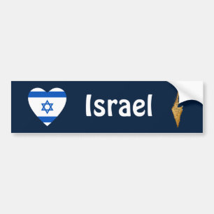Corazón de la bandera de Israel + Pegatina para el
