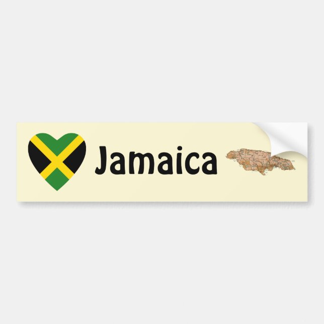Corazón de la bandera de Jamaica + Pegatina de par (Frente)