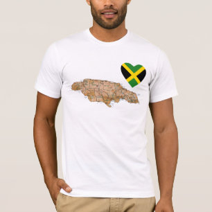 Corazón de la bandera de Jamaica y camiseta del