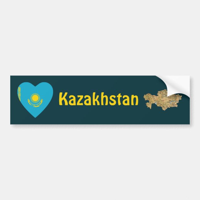 Corazón de la bandera de Kazajistán + pegatina de  (Frente)