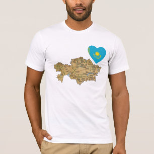 Corazón de la bandera de Kazajistán y camiseta d