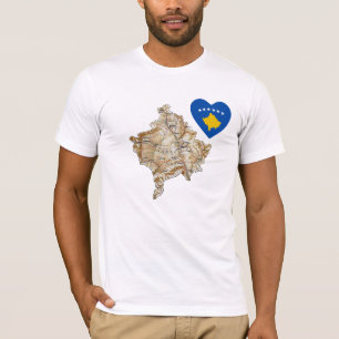 Corazón de la bandera de Kosovo y camiseta del
