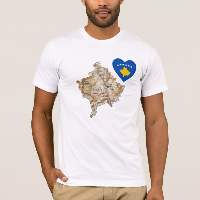 Corazón de la bandera de Kosovo y camiseta del (Anverso)