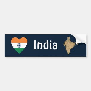Corazón de la bandera de la India + Pegatina para