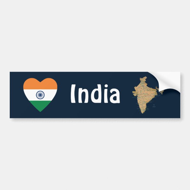 Corazón de la bandera de la India + Pegatina para (Frente)