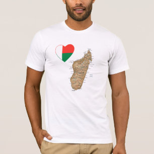 Corazón de la bandera de Madagascar y camiseta de