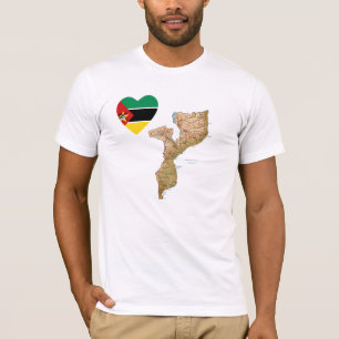 Corazón de la bandera de Mozambique y camiseta del
