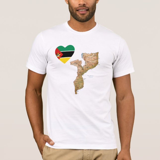Corazón de la bandera de Mozambique y camiseta del (Anverso)