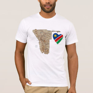Corazón de la bandera de Namibia y camiseta del