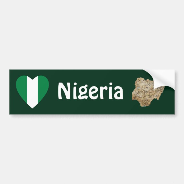 Corazón de la bandera de Nigeria + Pegatina para (Frente)