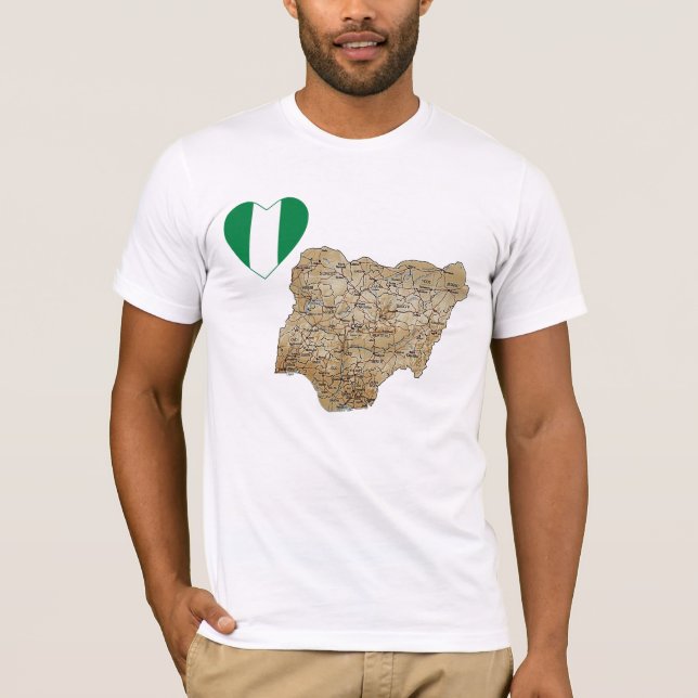 Corazón de la bandera de Nigeria y camiseta del (Anverso)