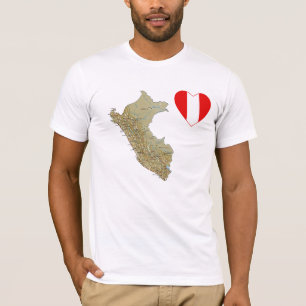Corazón de la bandera de Perú y camiseta del map