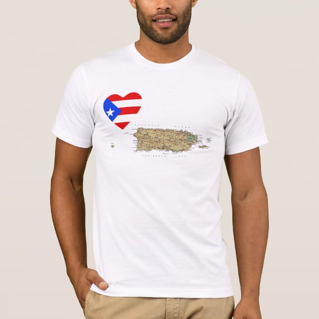 Corazón de la bandera de Puerto Rico y camiseta (Anverso)