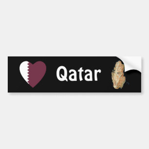 Corazón de la bandera de Qatar + Pegatina para el