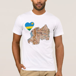 Corazón de la bandera de Rwanda y camiseta del