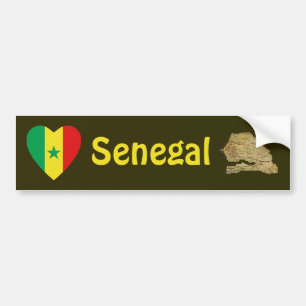 Corazón de la bandera de Senegal + Pegatina para