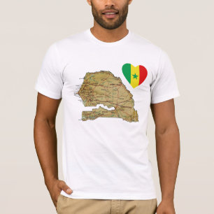 Corazón de la bandera de Senegal y camiseta del
