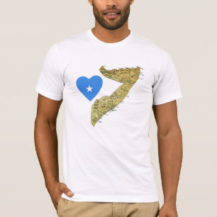 Corazón de la bandera de Somalia y camiseta del
