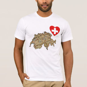 Corazón de la bandera de Suiza y camiseta del map