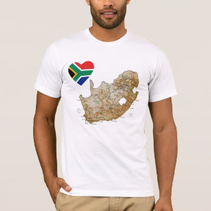Corazón de la bandera de Suráfrica y camiseta de