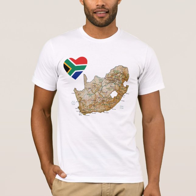 Corazón de la bandera de Suráfrica y camiseta del (Anverso)