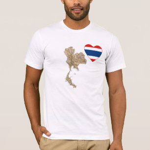 Corazón de la bandera de Tailandia y camiseta del